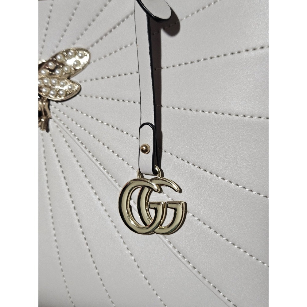 Gucci Handbag Tote Rhinestone- Encrusted Bee Emblem Detachable Shoulder Strap - Picture 9 of 10